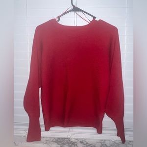 Red Cropped Crew Neck Sweater